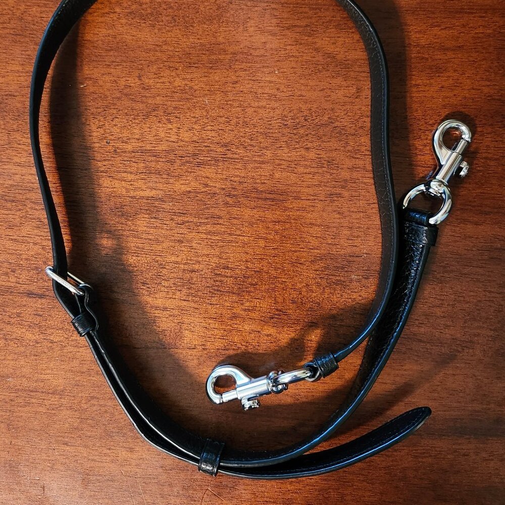 Coach black leather slim crossbody replacement strap silver hardware